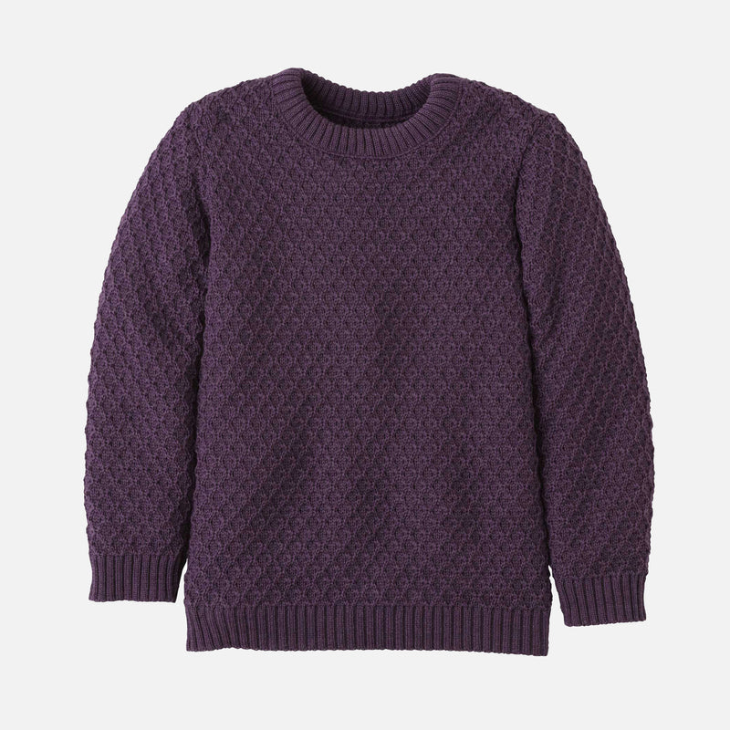 Merino Wool Aran Jumper - Aubergine
