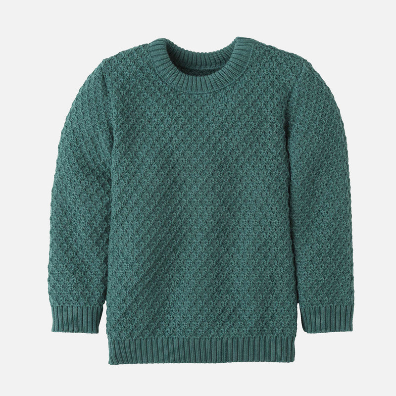 Merino Wool Aran Jumper - Eucalyptus