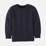 Merino Wool Aran Jumper - Indigo