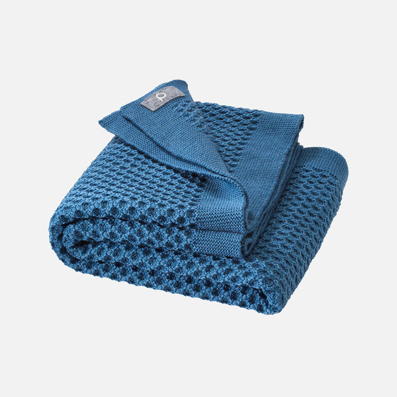 Merino Wool Honeycomb Swaddle/Baby Blanket - Dove Blue