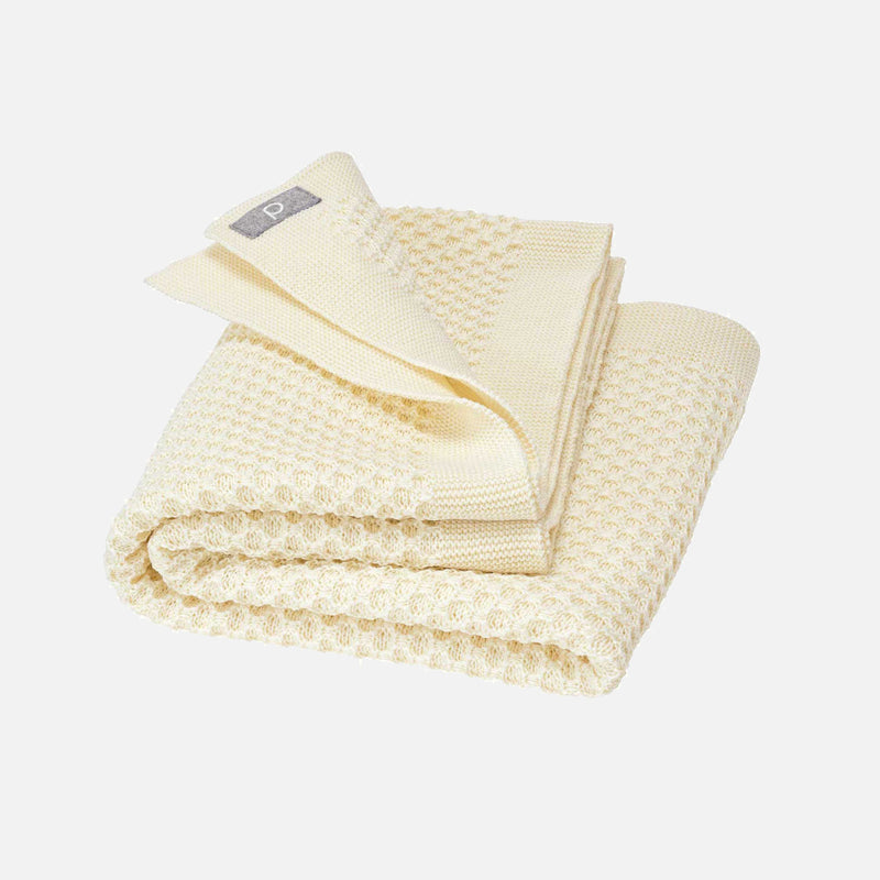 Merino Wool Honeycomb Swaddle/Baby Blanket - Natural