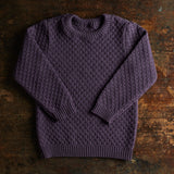 Merino Wool Aran Jumper - Aubergine