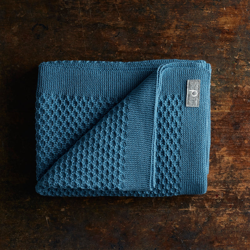 Merino Wool Honeycomb Swaddle/Baby Blanket - Dove Blue