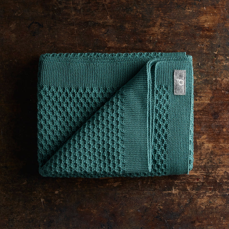 Merino Wool Honeycomb Swaddle/Baby Blanket - Eucalyptus