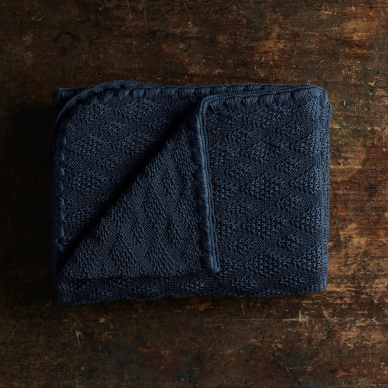 Merino Wool Swaddle/Baby Blanket - Indigo