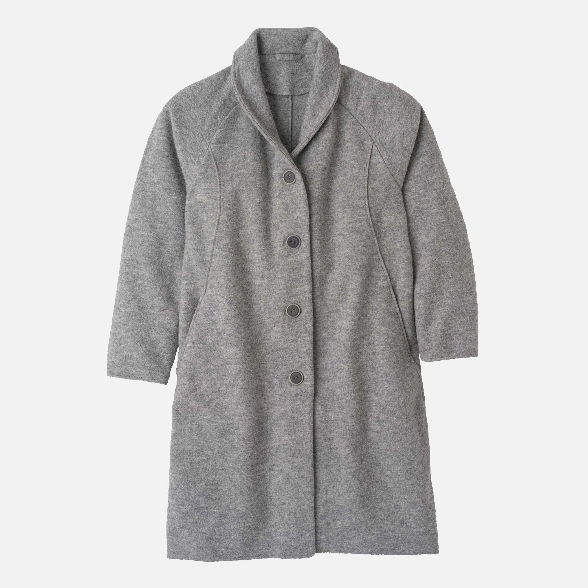 Women's Boiled Merino Wool Coat in grey sizes XS-XL – MamaOwl