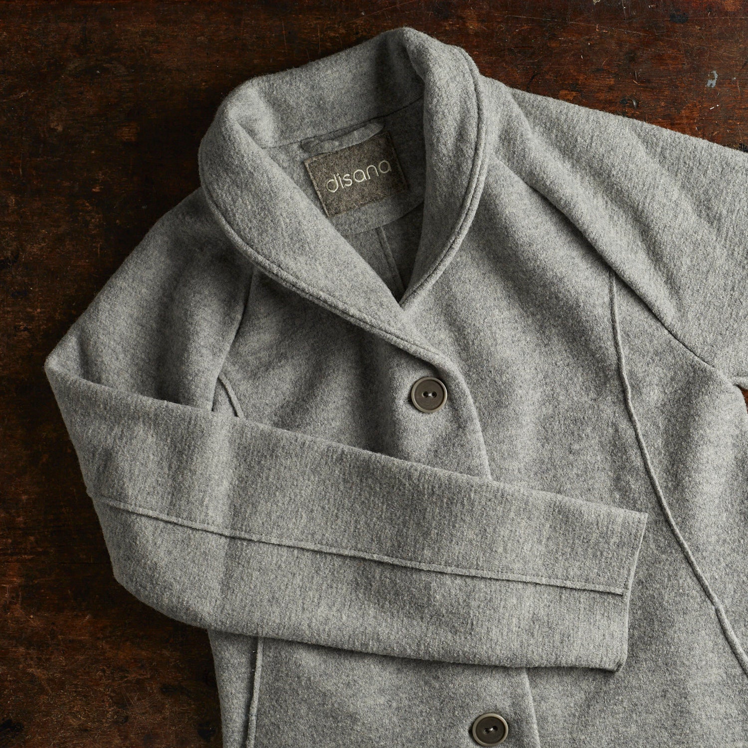 Women's Boiled Merino Wool Coat in grey sizes XS-XL – MamaOwl