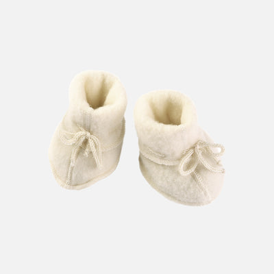 Baby Merino Wool Fleece Booties - Natural