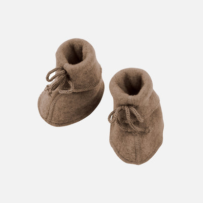 Baby Merino Wool Fleece Booties - Walnut Melange