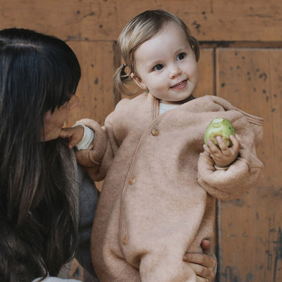 Baby Merino Wool Fleece Suit - Sand