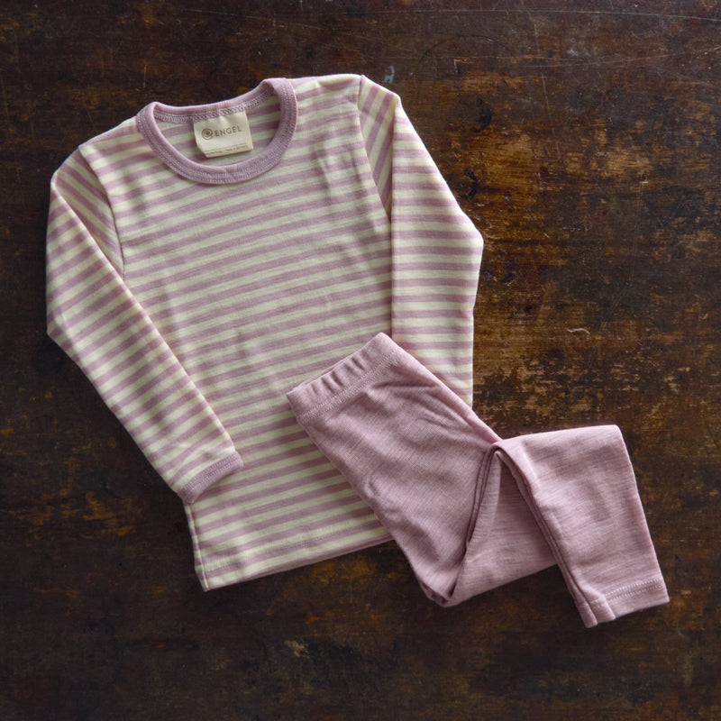 Merino Wool LS Top - Lilac Rose Melange/Natural