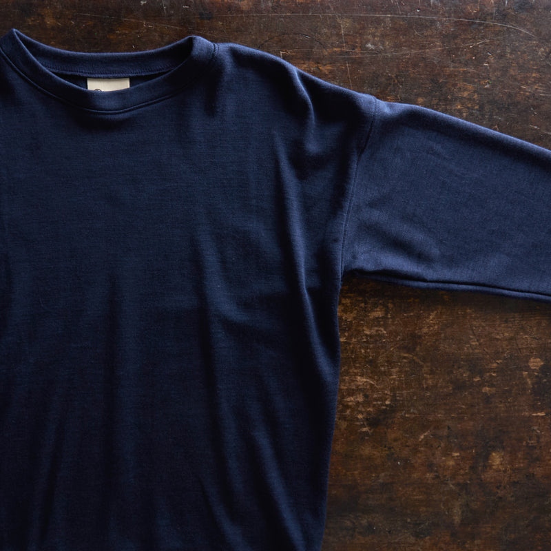 Adult's Merino Wool & Silk Interlock Sweatshirt - Marine