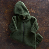 Baby Merino Wool Fleece Zip Suit - Reed Melange