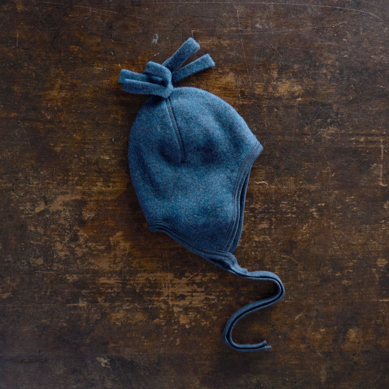 Baby Merino Wool Fleece Hat - Blue Melange