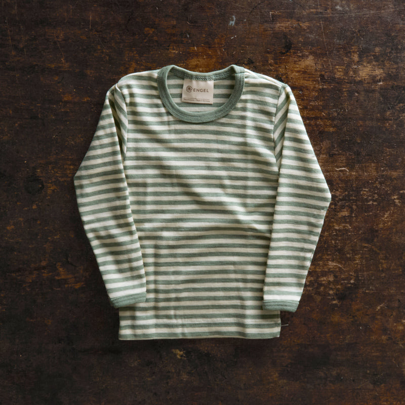 Merino Wool LS Top - Sage Green Melange/Natural