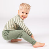 Merino Wool LS Top - Sage Green Melange/Natural