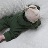 Baby Merino Wool Fleece Zip Suit - Reed Melange