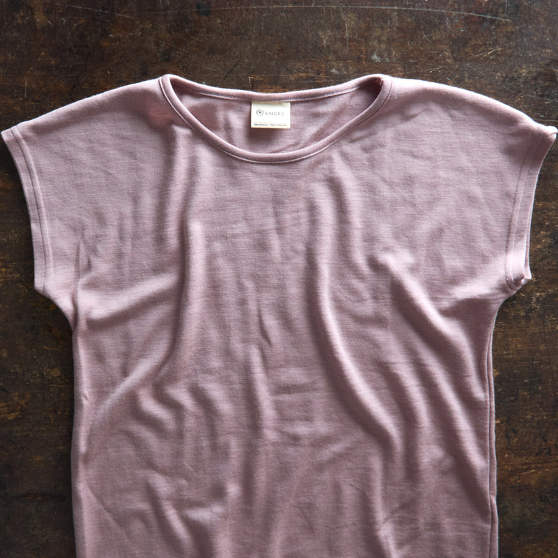 Women's Merino Wool & Silk Interlock Tee - Dusty Rose