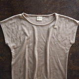 Women's Merino Wool & Silk Interlock Tee - Sand