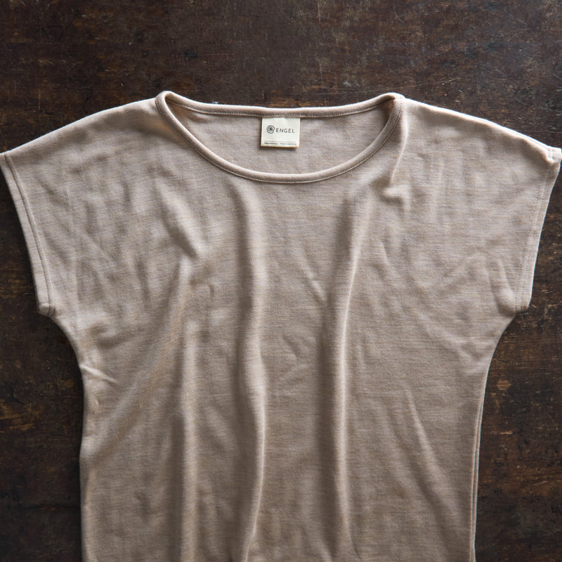Women's Merino Wool & Silk Interlock Tee - Sand