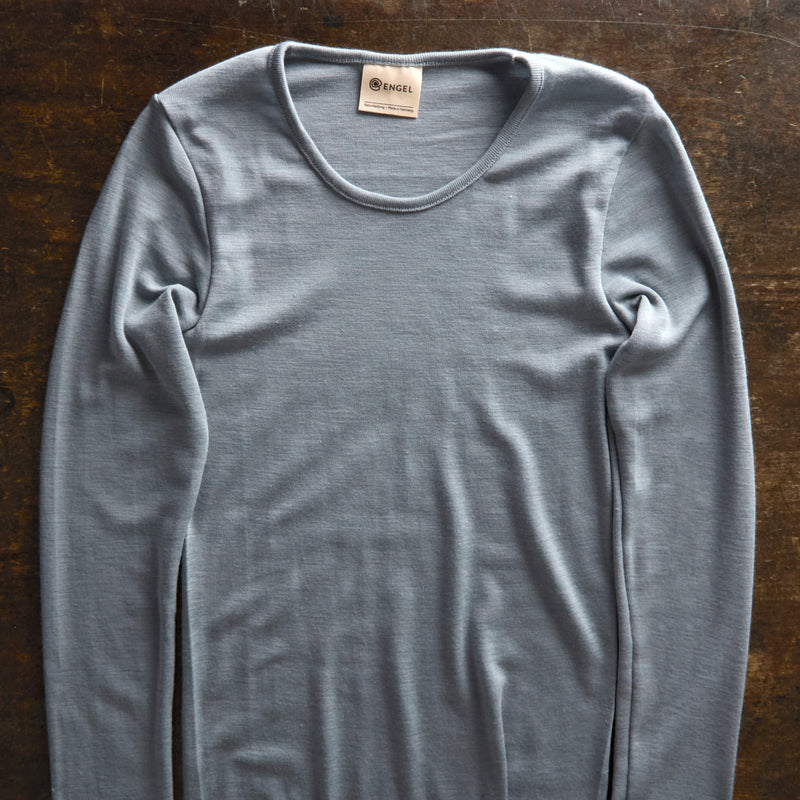 Women's Merino Wool & Silk LS Top - Mountain Blue