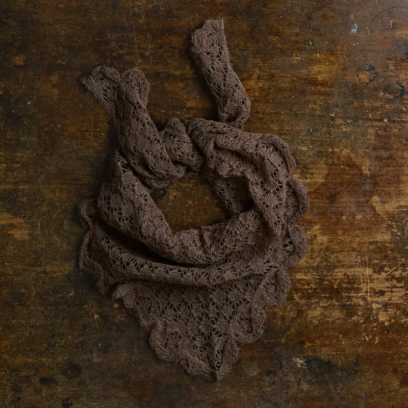 Hand Crochet Alpaca Triangle Scarf - Cocoa