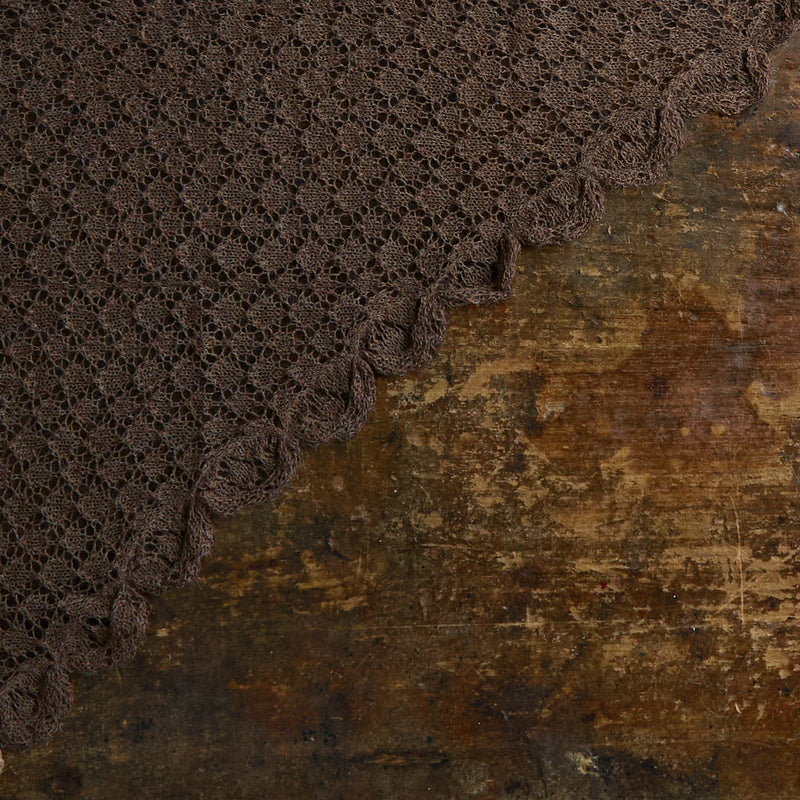 Hand Crochet Alpaca Triangle Scarf - Cocoa