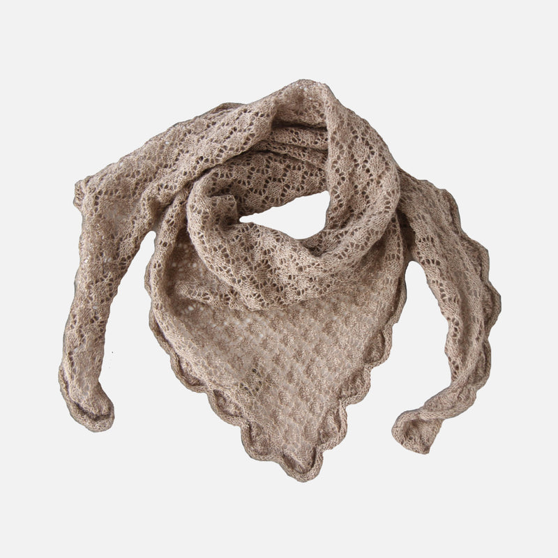 Hand Crochet Alpaca Triangle Scarf - Pebble