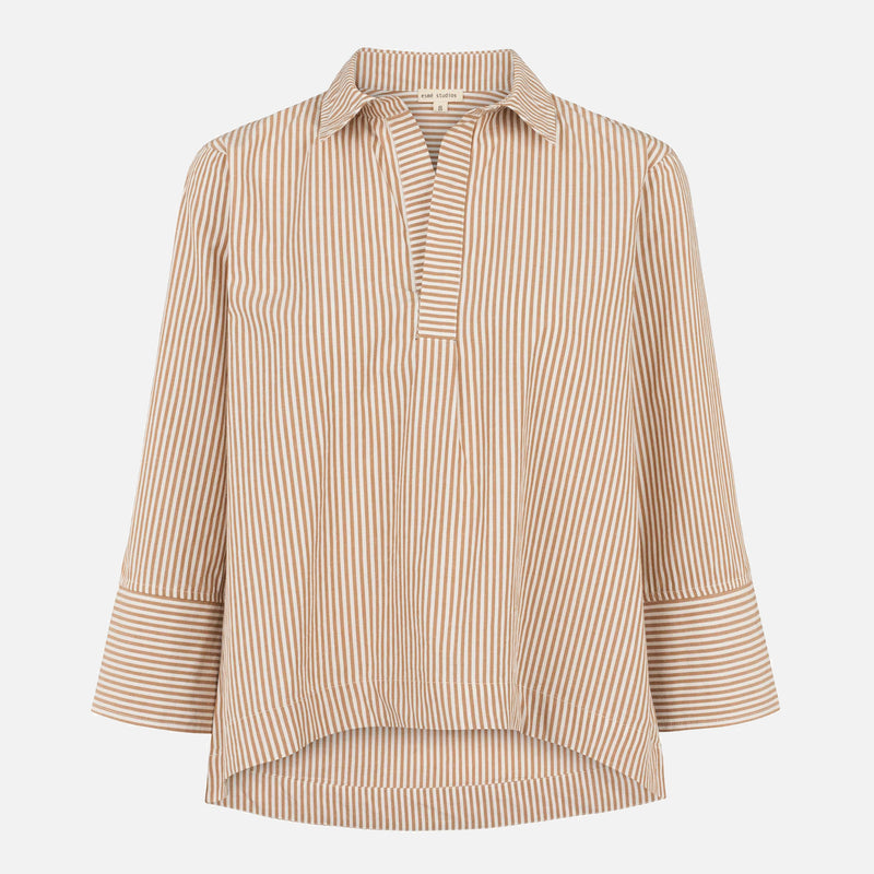 Women's Cotton Hella Blouse - Brown Stripe