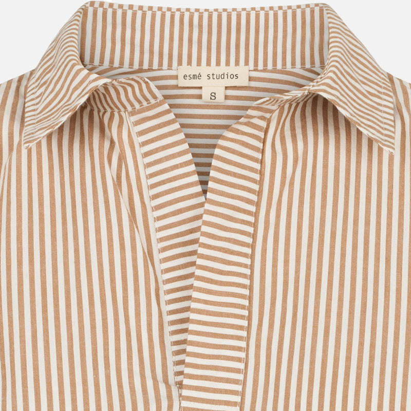 Women's Cotton Hella Blouse - Brown Stripe