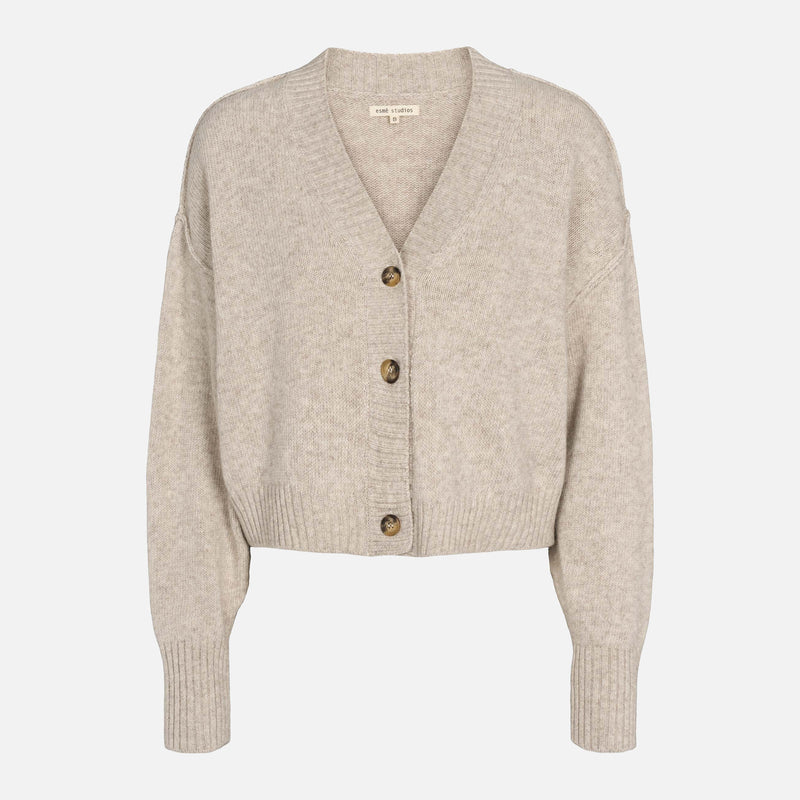 Women's Lambswool/Cotton Elida Cardigan - Sand Melange