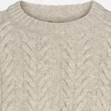 Women's Lambswool/Cotton Elida O-Neck Sweater - Sand Melange