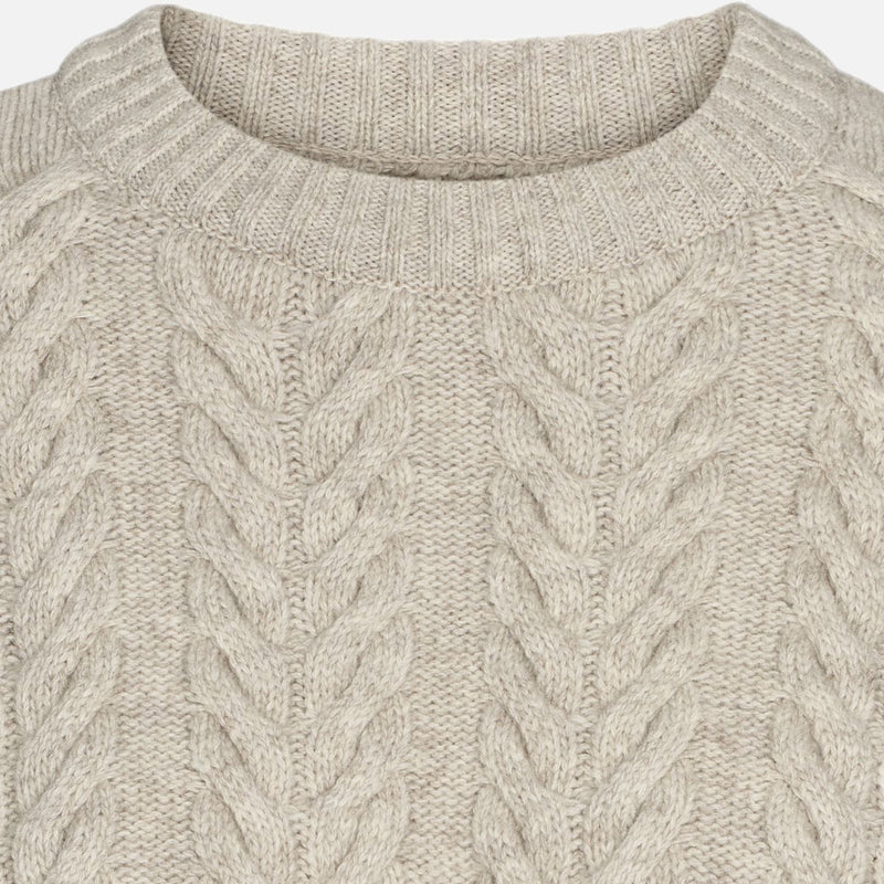 Women's Lambswool/Cotton Elida O-Neck Sweater - Sand Melange