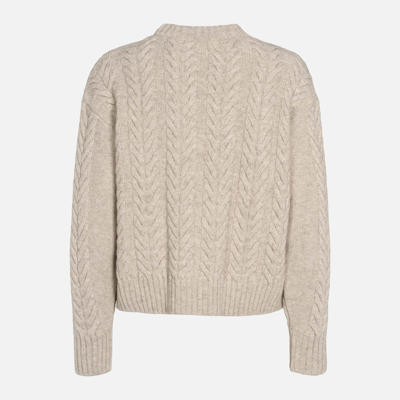 Women's Lambswool/Cotton Elida O-Neck Sweater - Sand Melange