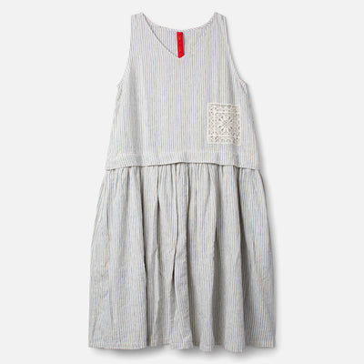 Women's Cotton/Linen Febe Dress - Fog Stripe