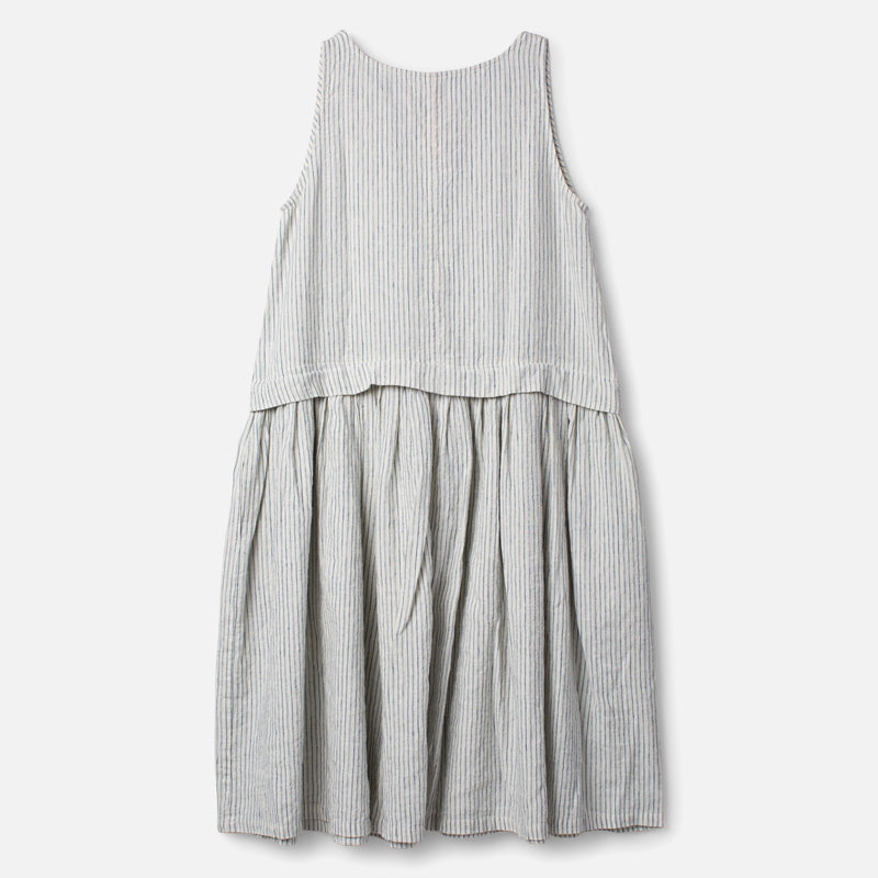 Women's Cotton/Linen Febe Dress - Fog Stripe
