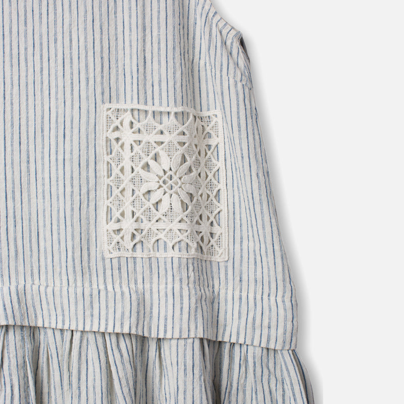 Women's Cotton/Linen Febe Dress - Fog Stripe