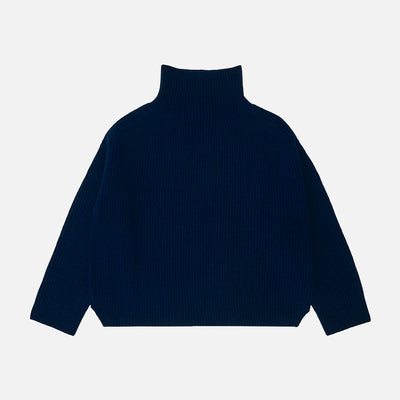 Womens Lambswool Rib Sweater - Royal Blue