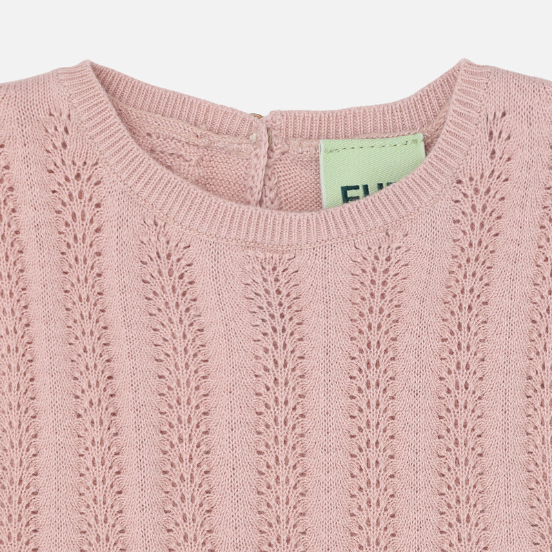 Baby Cotton Knitted Dress - Pale Rose