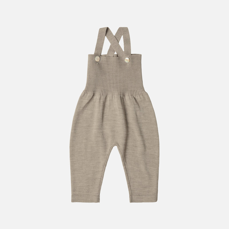 Baby Merino Wool High Waist Overalls - Oat Melange
