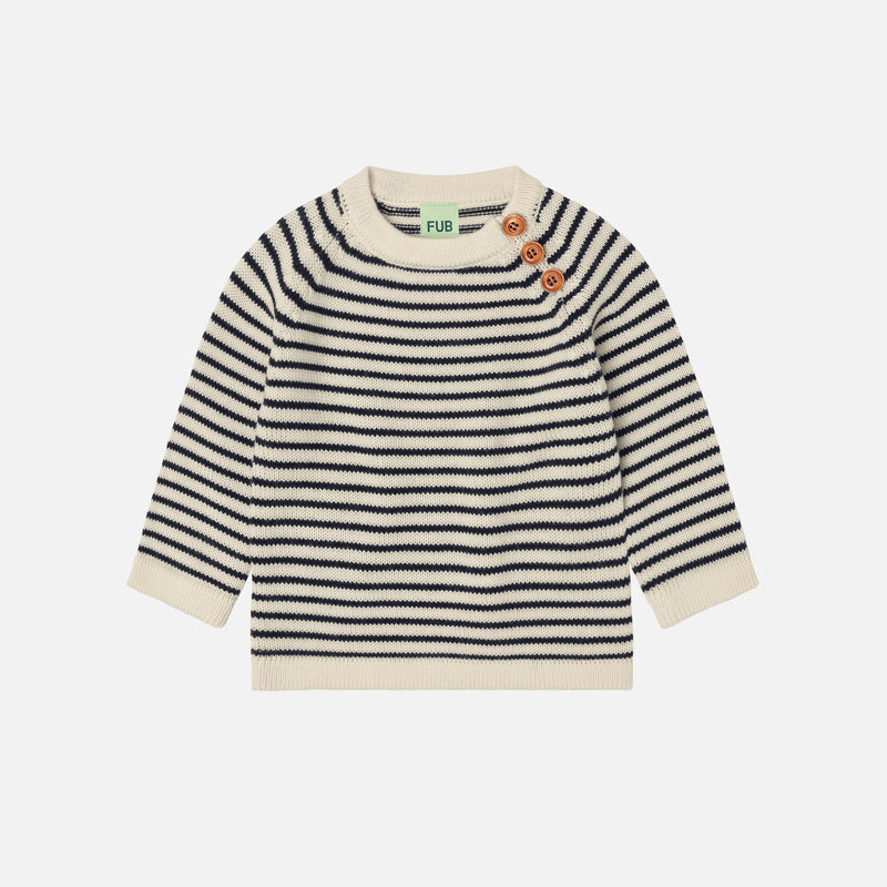 Baby Merino Wool Stripe Sweater - Ecru/Dark Navy