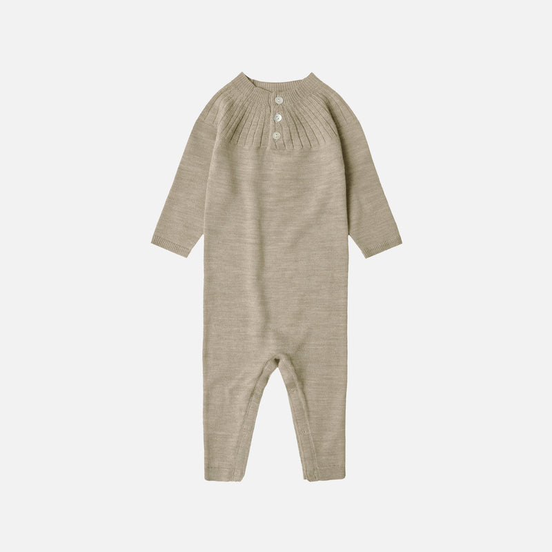 Baby Merino Wool Suit - Oat Melange