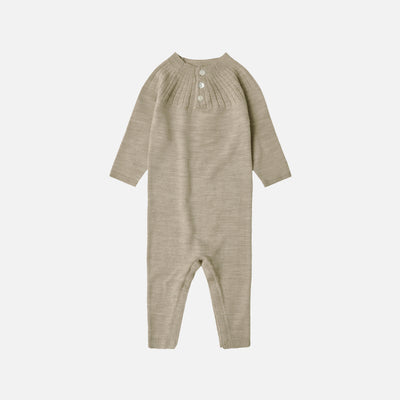 Baby Merino Wool Suit - Oat Melange