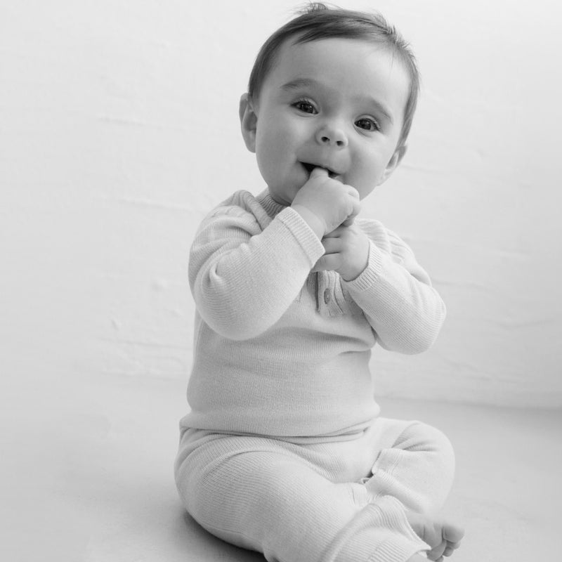 Baby Merino Wool Suit - Oat Melange
