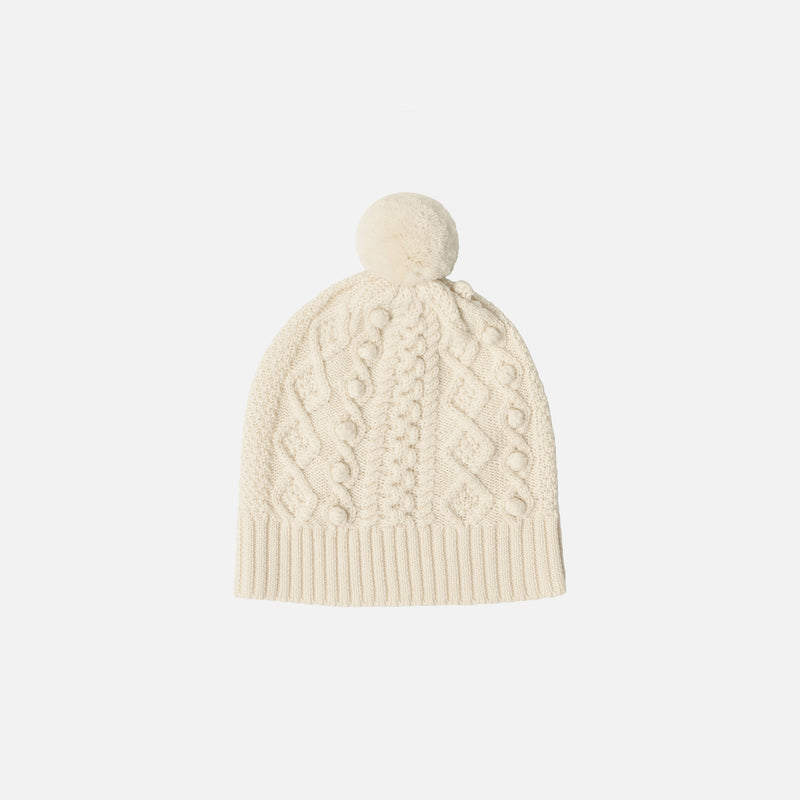 Merino Wool Aran Hat - Ecru