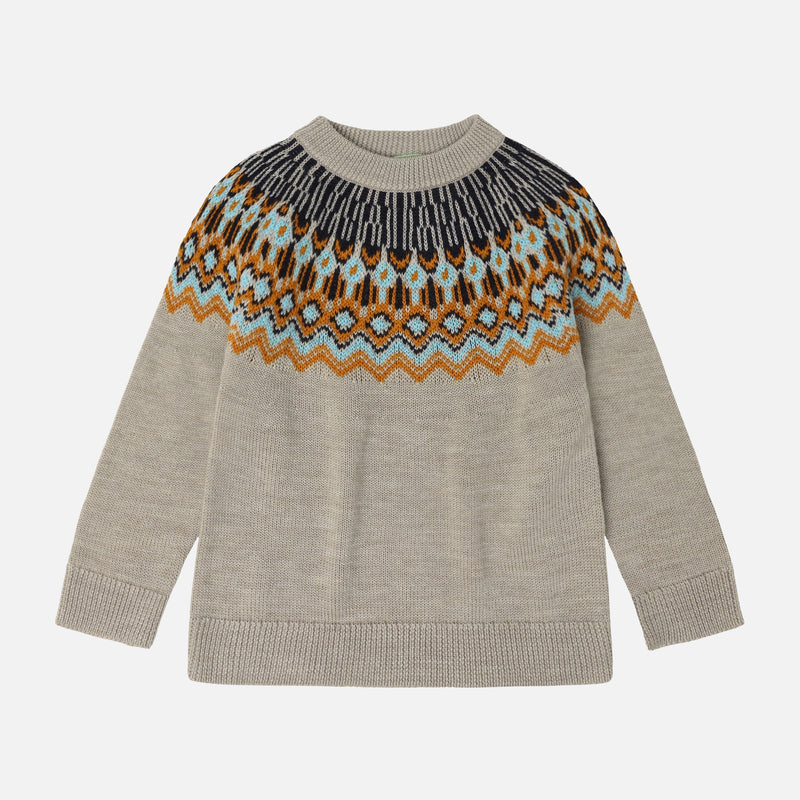 Merino Wool Fair Isle Sweater - Oat Melange