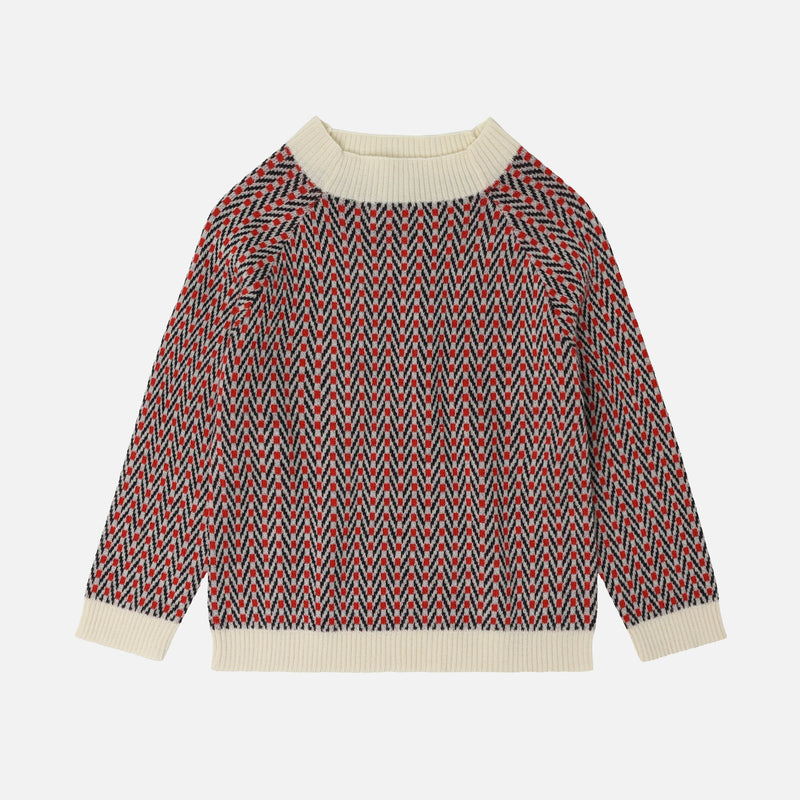 Merino Wool Herringbone Sweater - Ecru