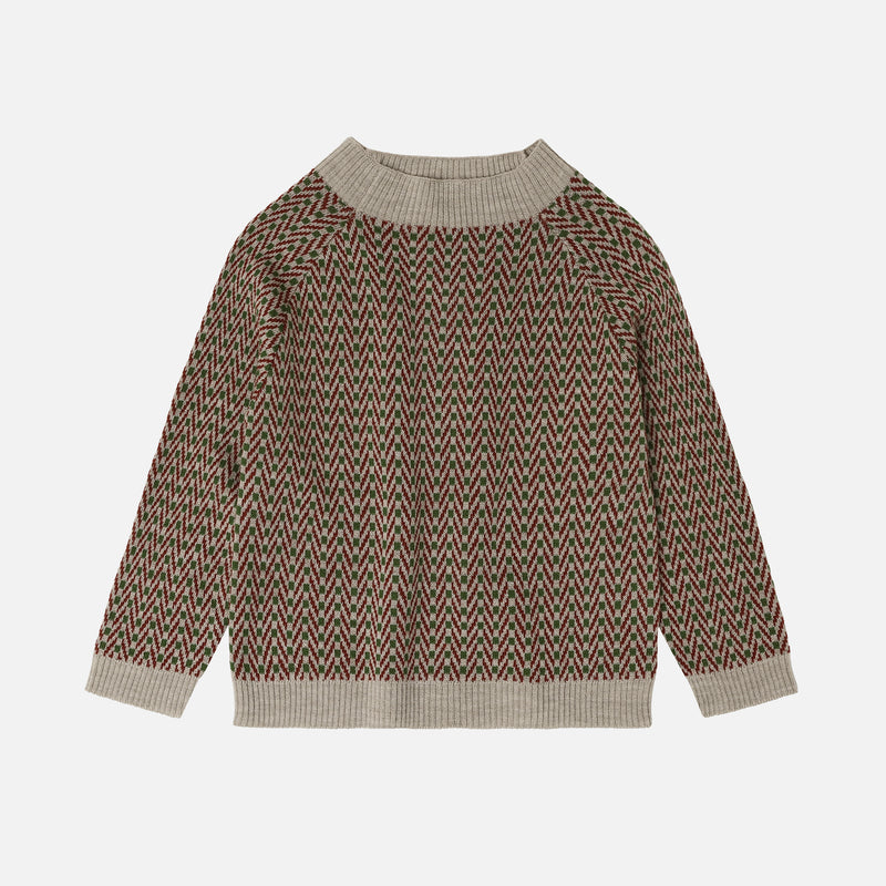 Merino Wool Herringbone Sweater - Oat Melange