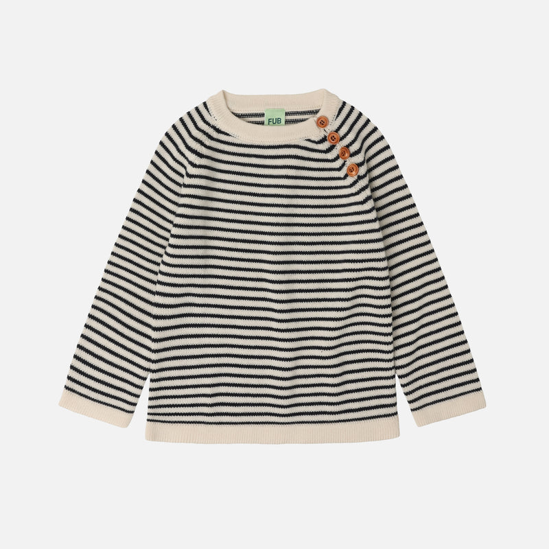 Merino Wool Stripe Sweater - Ecru/Dark Navy