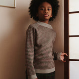 Merino Wool Herringbone Sweater - Oat Melange